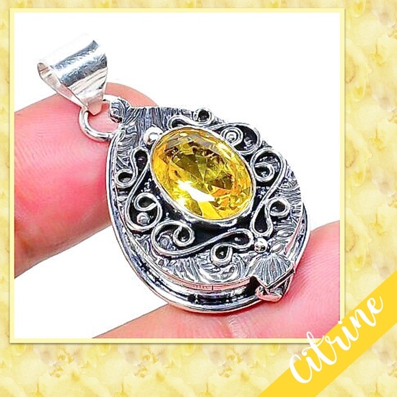 Citrine Eclectic Silver Poison Pendant, 1.77\